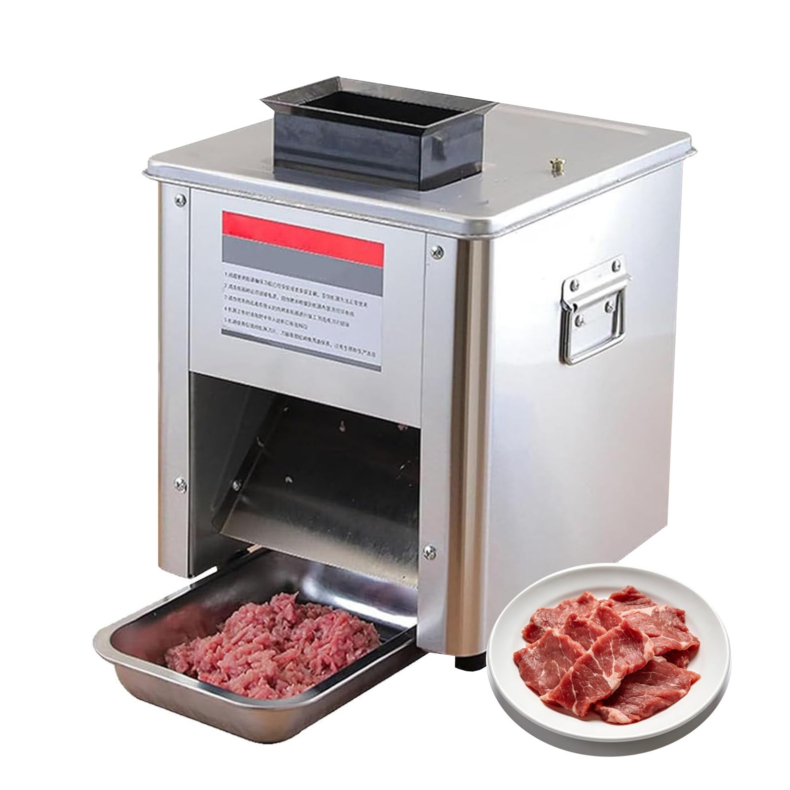 Affettatrice Professionale Elettrica Affettatrice da Casa 200kg/H Taglio Ad Alta Efficienza, Acciaio Inox Spesso, per Trattare Carne Cotta, Carne, Frutta E Verdura BladeSpacing5mm