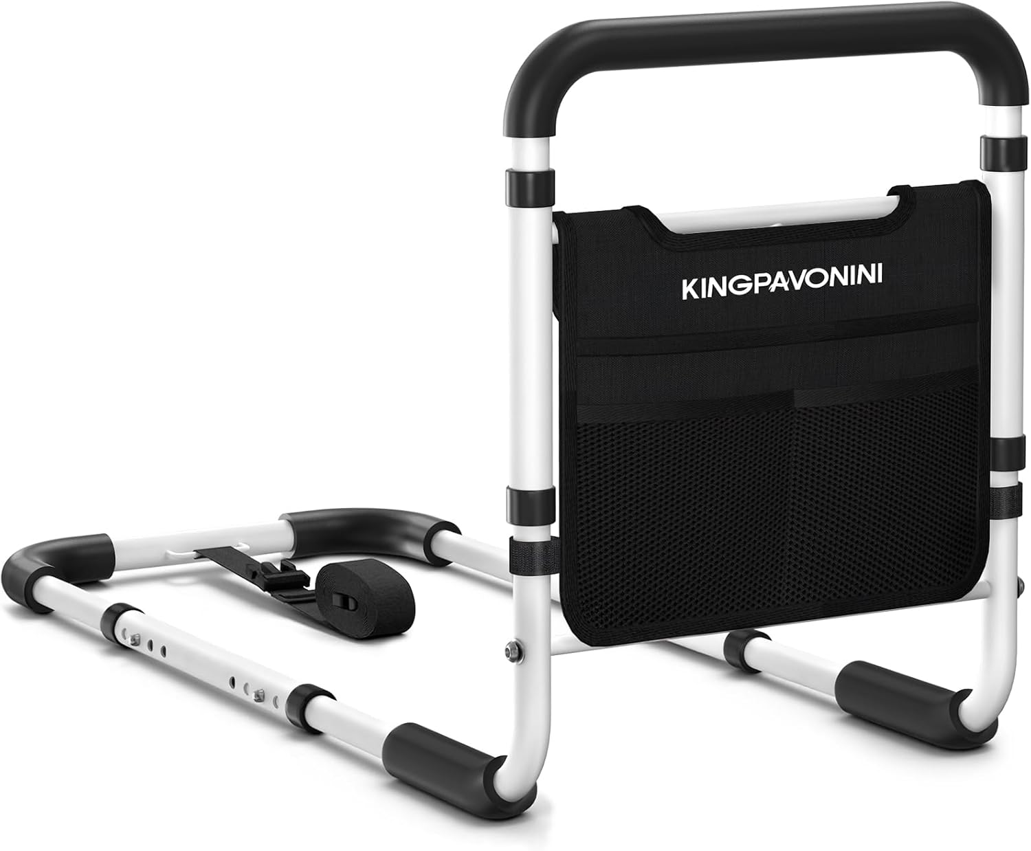 Bed Rails for Elderly Adults Safety – ASTM-Compliant, Adjustable Bed Cane with Non-Slip Ergonomic Handle & Storage Pocket, Upgrade Bed Railings for Seniors Support 400 LBS, Tool-Free Assembly