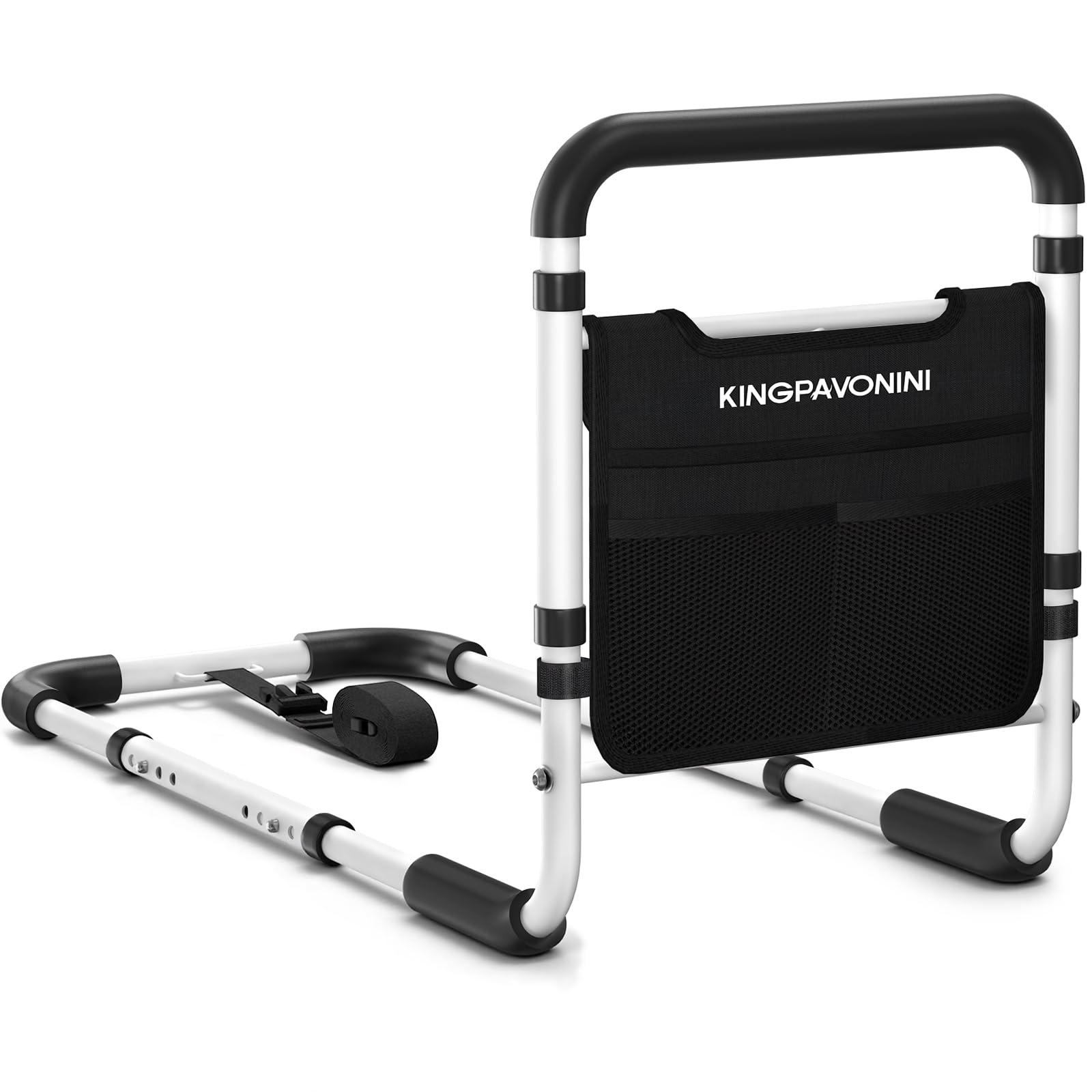KingPavonini Bed Rails for Elderly Adults - Bed Assist Rail Medical Bed Support Bar Mobility Assistant with Free Storage Bag and Fixing Strap, Fit King, Queen, Full, Twin