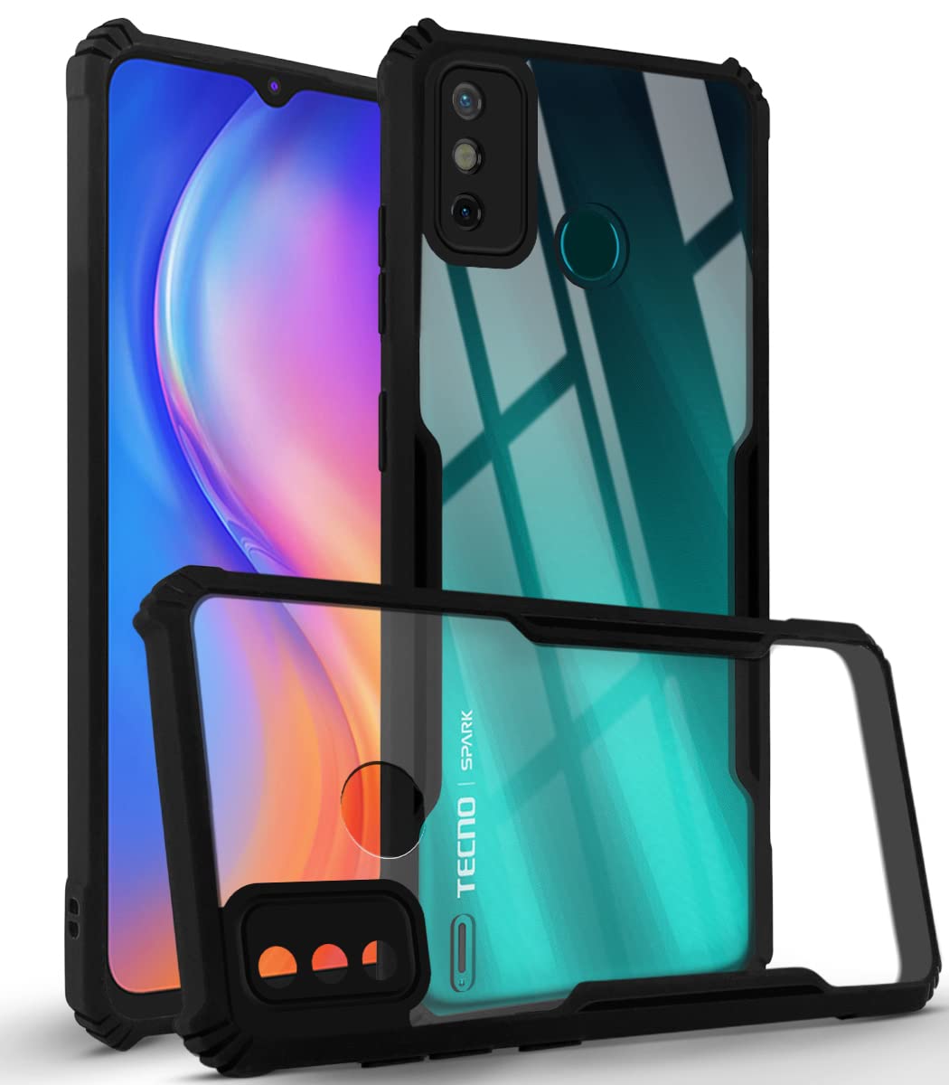 Jkobi Back Cover Case for Tecno Spark Go 2020 | Go 2021 (Crystal Glass Back | Camera Protection | Shockproof Bumpers | Professional Black) (B0B4WWYQ1S) Amazon Price History, Amazon Price Tracker