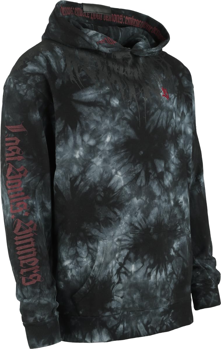 Rock Rebel by EMP Uomo Felpa con Cappuccio Grigia Effetto Tie-Dye