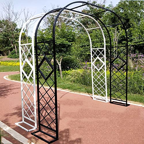 Large Metal Garden Arch With Base, Heavy Duty Archway Anti-rust Rose Arbor Arches Trellis Stand 140cm 180cm 220cm 280cm 300cm 340cm Wide, Lawn Backyard Wedding Decoration Sturdy Pergola (Color : Blac