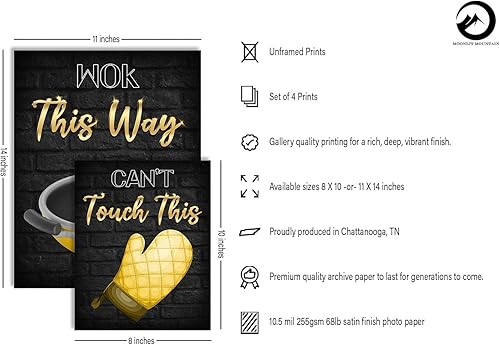 Miniatura 3 de Set of 4 80s Retro Music Hit Songs  Funny Sayings, Puns, and Quotes Sign Wall Art Prints for Kitchen, Dining, Cafe, Restaurant Decor (Yellow, 8 x 10