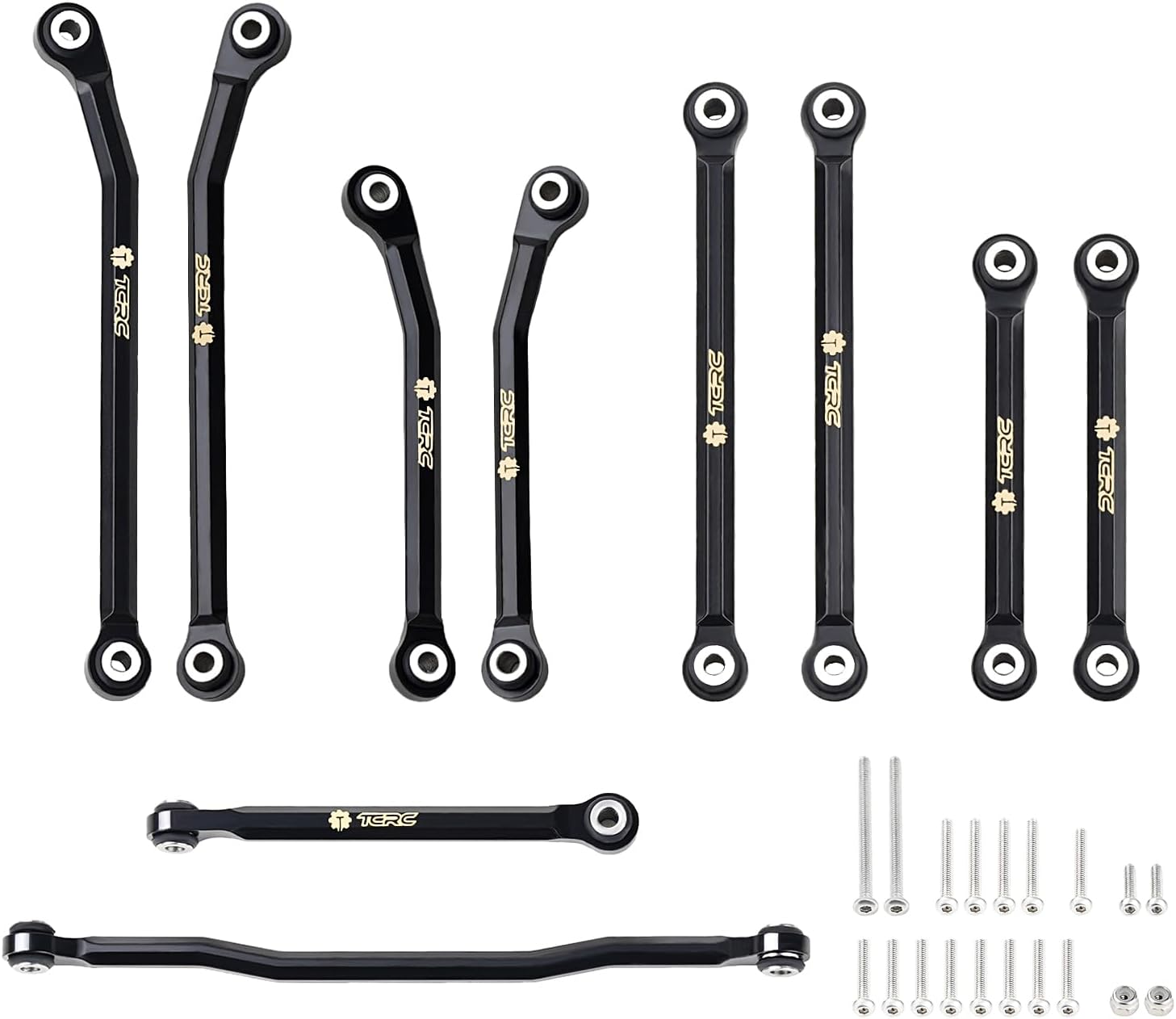 10PCS Brass High Clearance Chassis Links and Steering Links Set for HPI Venture18 Upgrade,Black Coating
