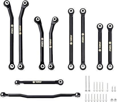 10PCS Brass High Clearance Chassis Links and Steering Links Set for HPI Venture18 Upgrade,Black Coating