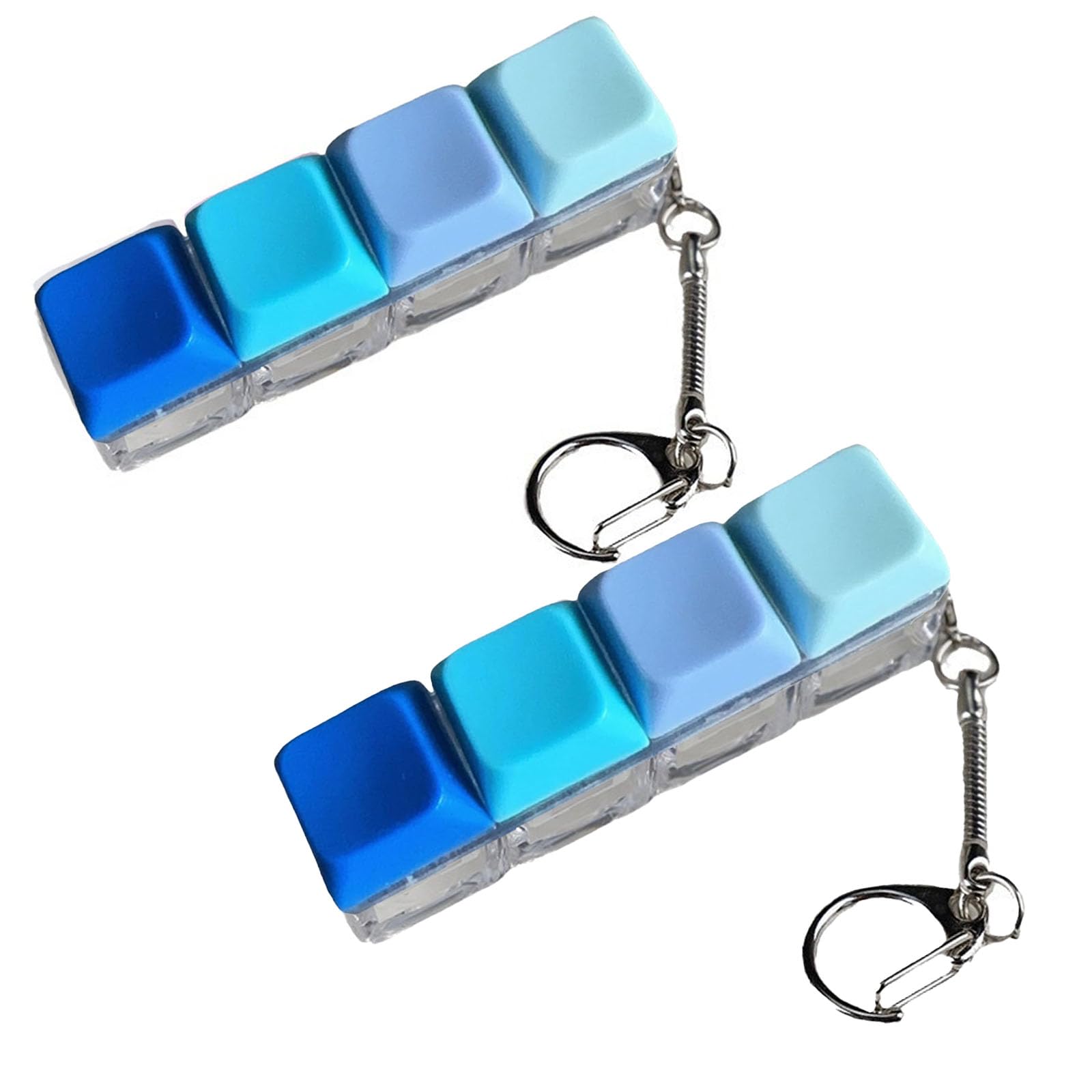 2PCS Keyboard Clicker Keyboard Keychain, 4-Key Stress Relief Decorative Ornament, Portable Hanging Accessory for Office Home Bag