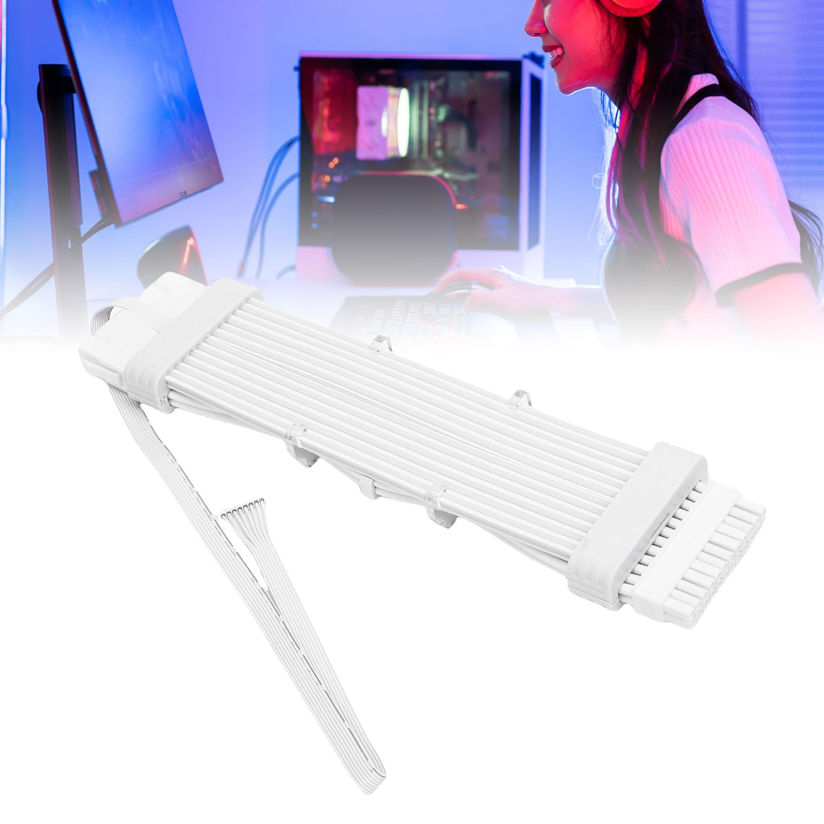 Cable de Extensión de Fuente de Alimentación con Efecto de Luz de Meteorito ARGB para Placa Base, Caja de Computadora, 120 Cuentas LED, Cable de Fuente de Alimentación de Sincronización ARGB