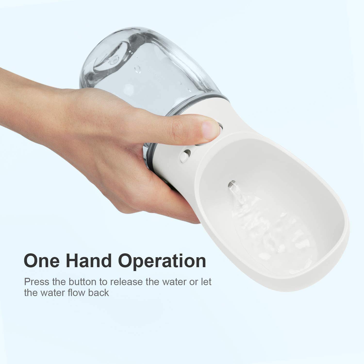 350ml Borraccia Portatile per Cani, Dispenser per Acqua Antibatterica per Alimenti per Animali Domestici Perdita Prova Cane Gatto BOL Bottiglia da Viaggio, Bere all'aperto Pet White