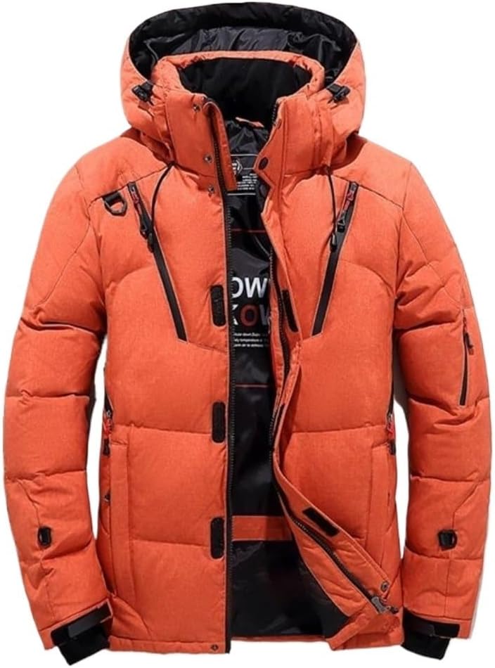 Winter Men Down Jackets Thick Warm Jacket Hooded Duck Coat Casual Parkas with Many Pockets
