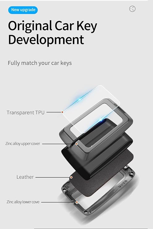 Key Fob Cover Compatible with Great Wall GWM WEY Tank 300 500 Tank300 Tank500 Accessories Alloy& Leather Key Shell Case with Keychains-Long Keychian Black
