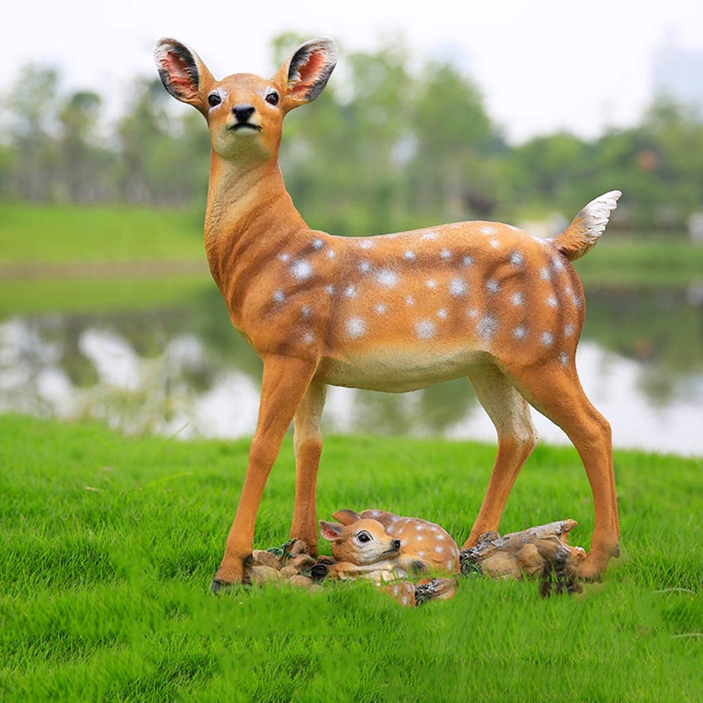 MNUvxzaewf Yard Decorations Outdoor Garden Large Statues, Resin Sika Sculpture Simulated Floor Deer Decoration(47 * 16 * 45cm)