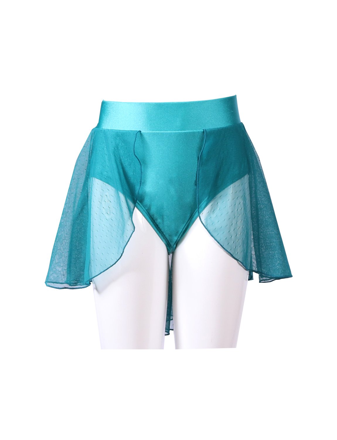 VEVA Feather Elastic Mesh Back Panel Dance Skirt for Girls and Women