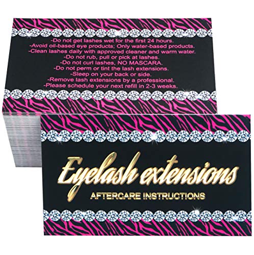 RXBC2011 100 Eyelash Extensions Aftercare instructions Card Diamond Design 2 x 3.5 in