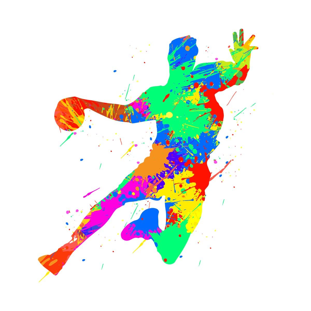 Spreadshirt Joueur De Handball Dynamique Coloré Autocollant Sticker 10 x 10 cm brillant transparent