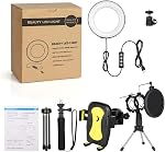 HAITRAL 19" Ring Light with Stand, Dimmable Makeup Ring Light with Tripod Stand, 10 Brightness Levels LED Ring Light, Compatible with Phone for Video Recording