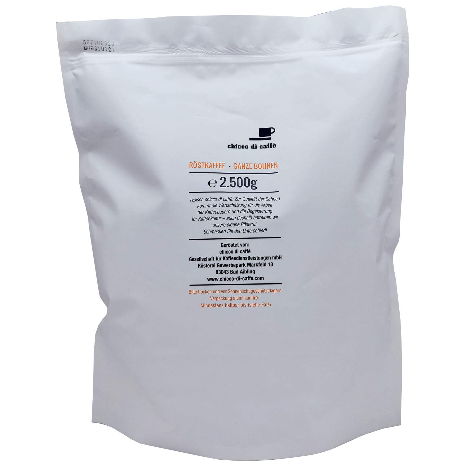 chicco di caffè Bio Espresso Sumatera ganze Bohnen Großpackung 2,5kg | Bio-Qualität, mit Arabica & Robusta, Herkunft Sumatra & Brasilien & Kolumbien, ausgewogenes Aroma, für Genießer