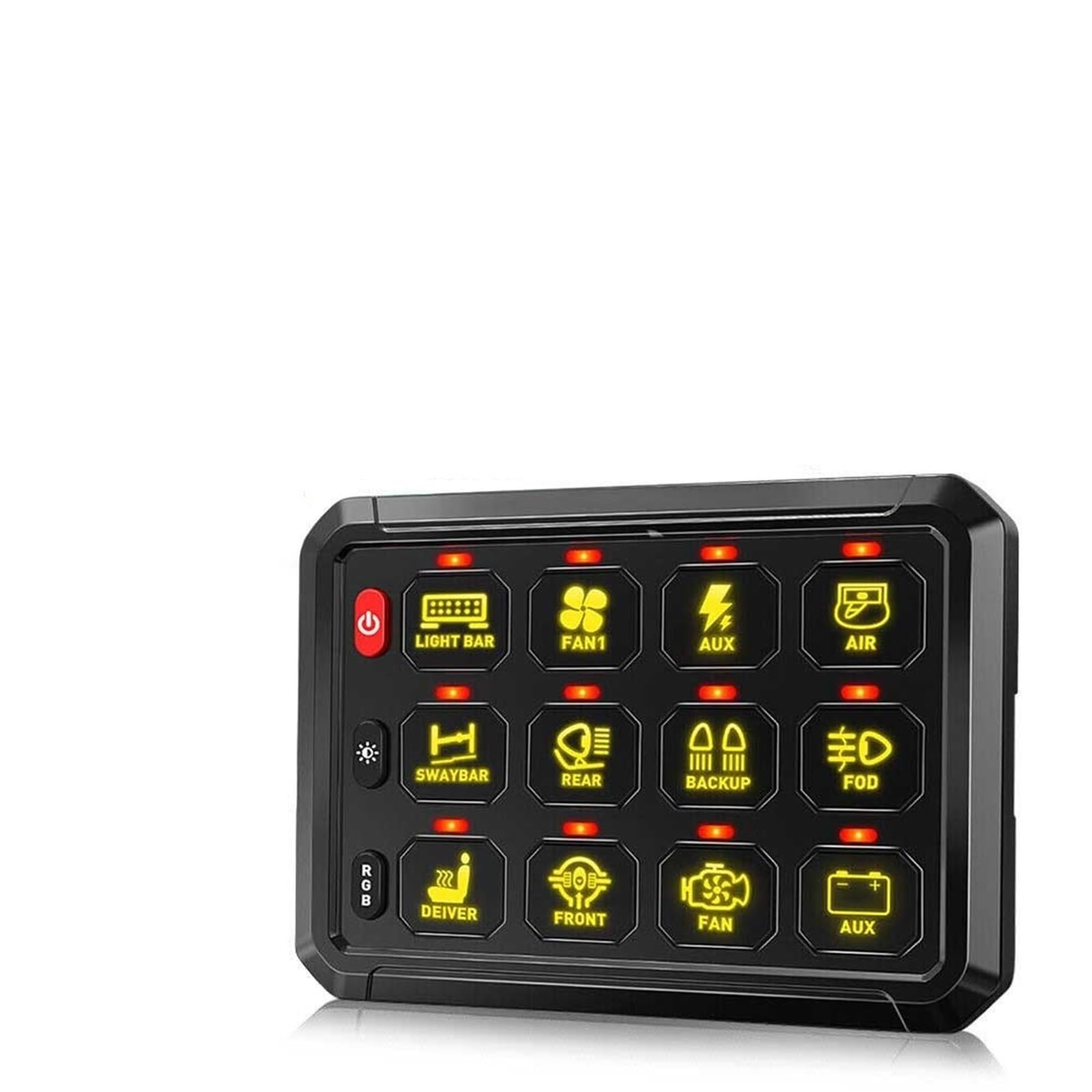 Wielofunkcyjny 12-kanałowy panel przełącznika RGB z aplikacją Bluetooth, pilotem 12 V 24 włącznik zapłonowy rozrusznik