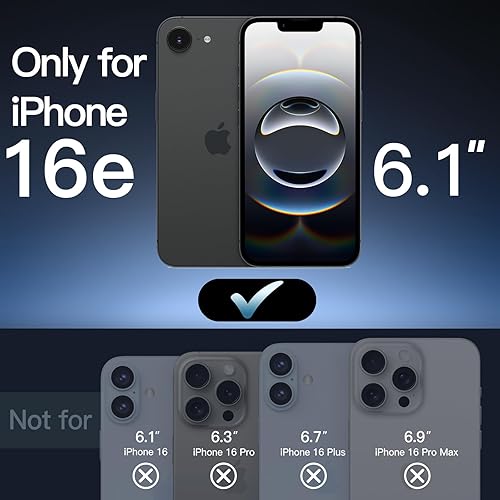 Miniatura 2 de JETech Funda mate para iPhone 16e de 6.1 pulgadas 2025, a prueba de golpes, protección contra caídas de grado militar, cubierta trasera translúcida