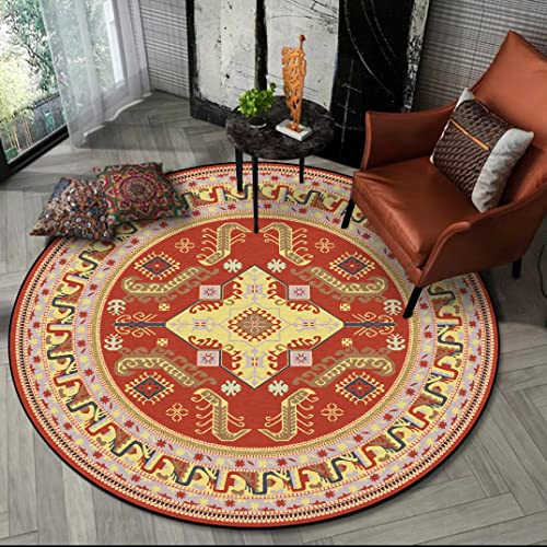 Tapis rond antidérapant multicolore 170x170 cm rétro lavable