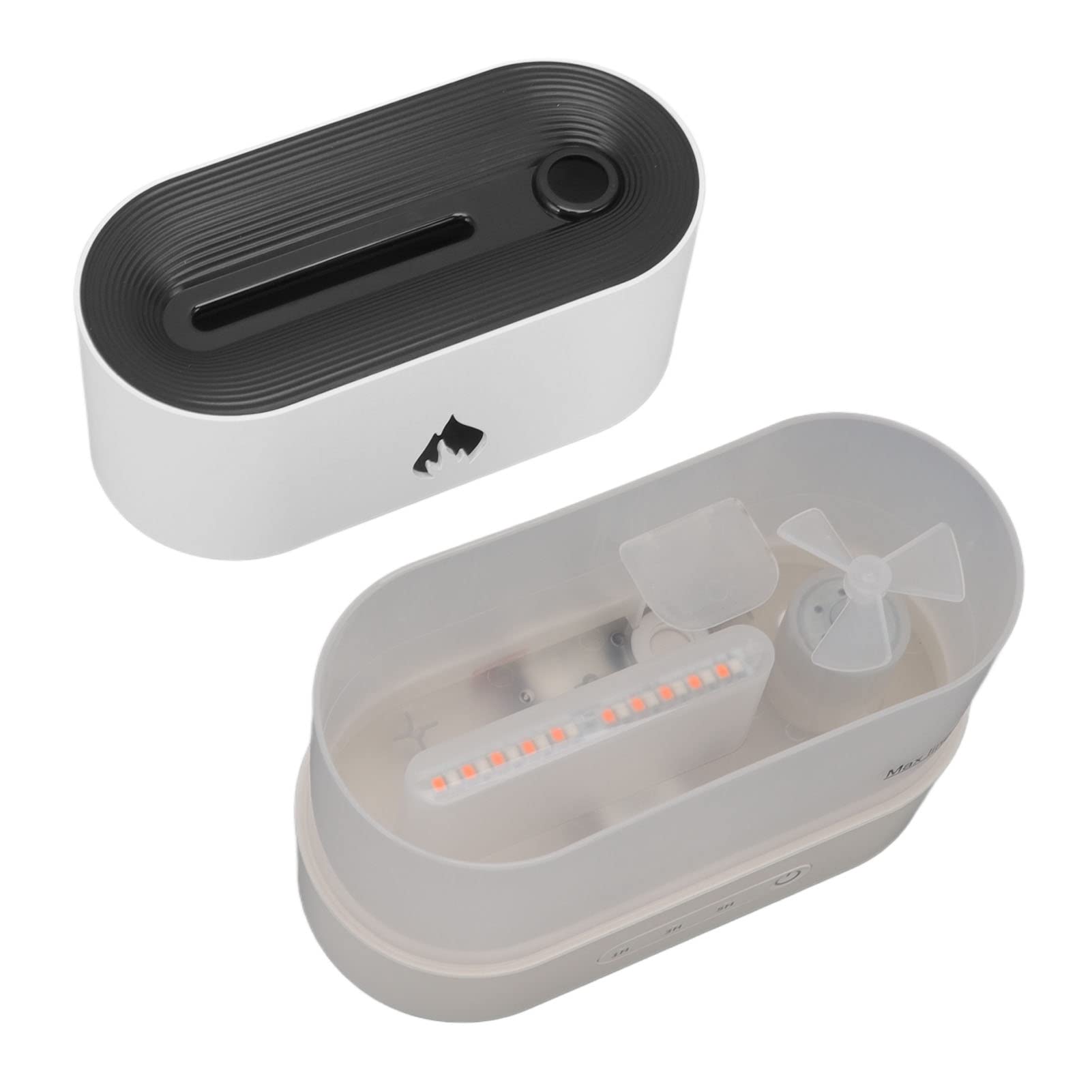 Cocoarm Humidificador, ABS Difusor de Difusor de Aceite Esencial 250 Ml USB 5 V Luz de Patrón de Llama 1 H 3 H 5 Temporizador Niebla Fina para el Hogar Dormitorio Oficina Uso Nocturno (White)