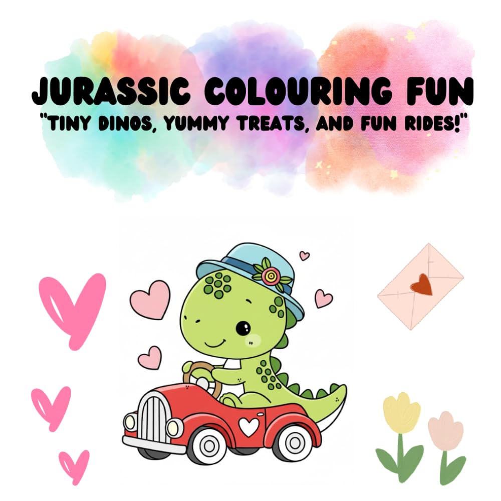 Jurassic Coloring Fun: “Tiny Dinos, Yummy Treats, and Fun Rides!”