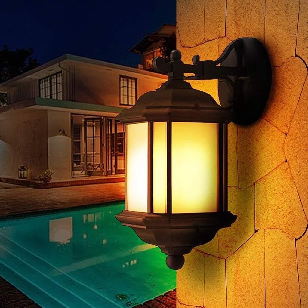 Wejścia Lampa Zewnętrzna Wodoodporne Zewnętrzne Lampy Ścienne Aluminiowa Lampa Ścienna Szklana Ogrodowa Na Balkon, Korytarz, Alejkę Oświetlenie Ogrodu(24 * 47cm)