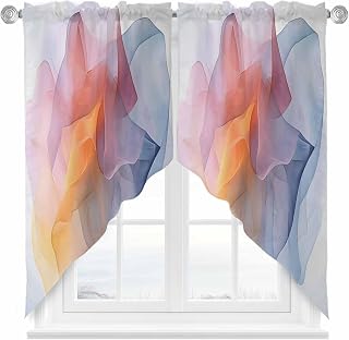 Swag Curtain Valances Modernism Psychedelic Art Fog Window Treatment Swag Pair Topper Rod Pocket Curtain for Kitchen Cafe Windows Bedroom Bathroom Abstract Colorful Smog 36"W x 36"L (Pack of 2)