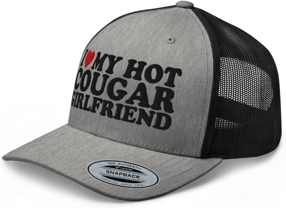NX I Love My Hot Cougar Girlfriend Embroidered Curved Bill Trucker Hat Mid Crown Adjustable Cap