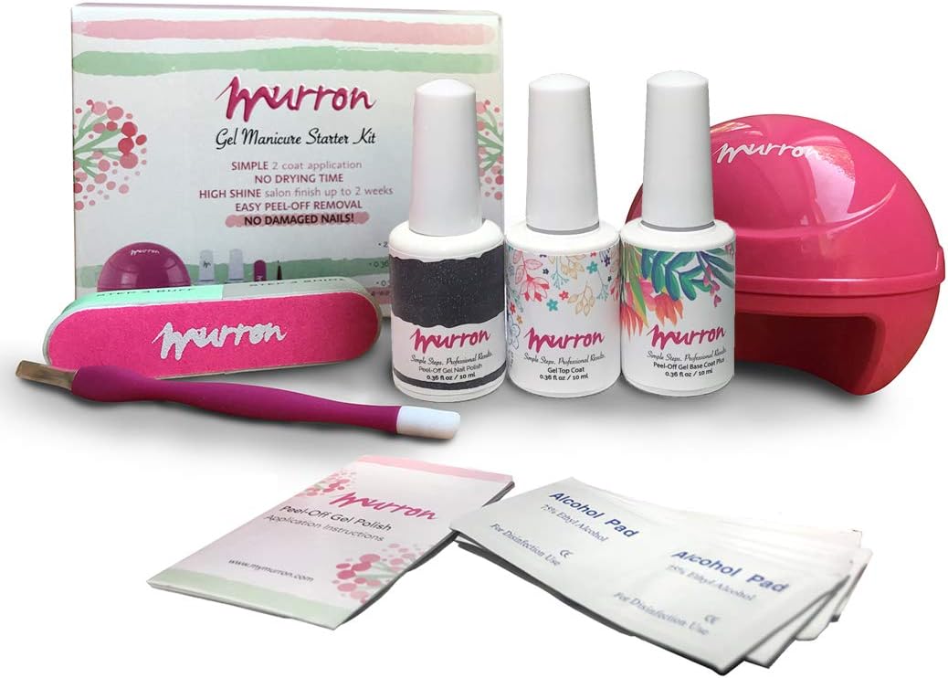 Amazon Com Peel Off Gel Nail Polish Starter Kit With Uv Led Light Gel Color Base Coat Top Coat Manicure Tools Non Toxic Vegan Cruelty Free Portable Kit For Travel Beauty