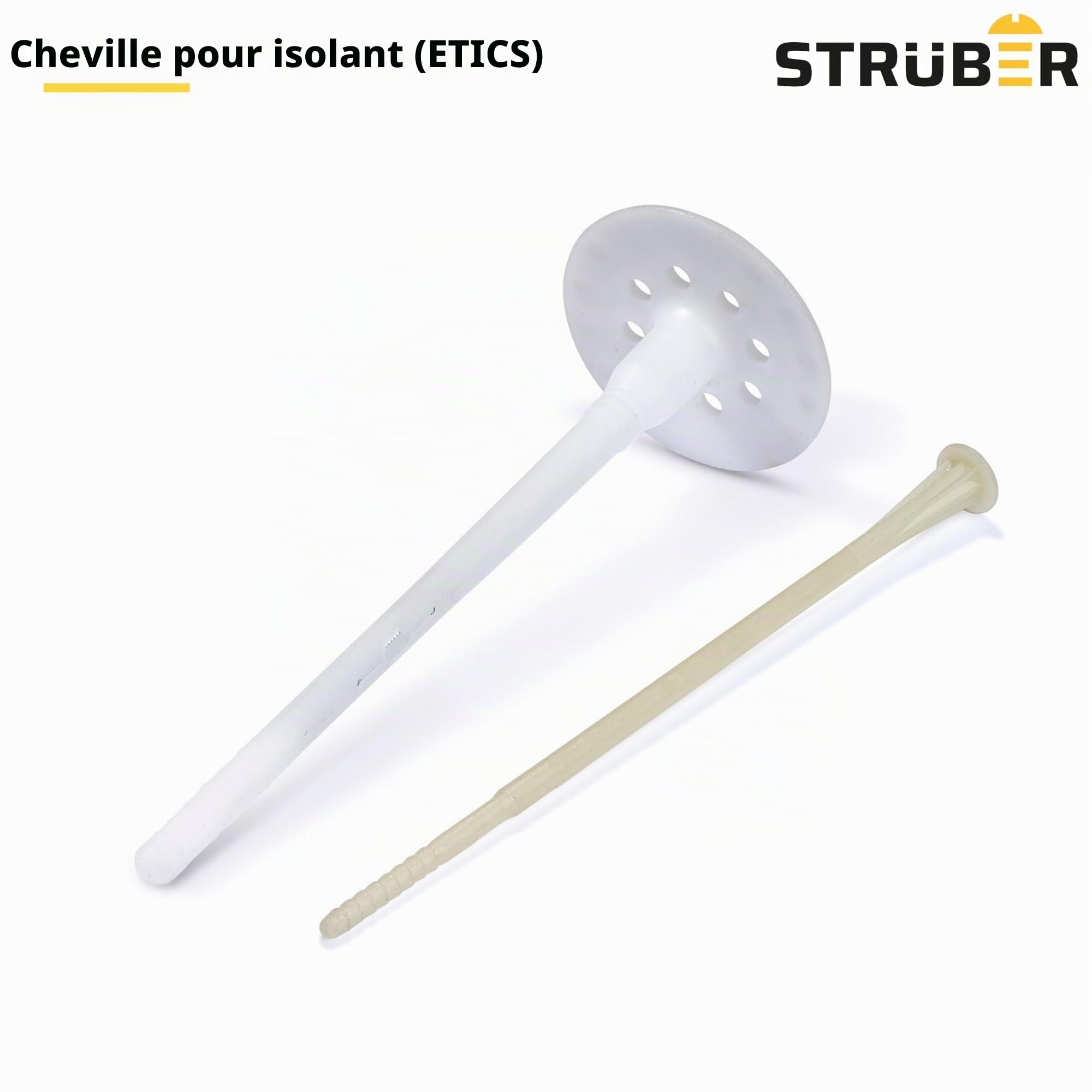 STRÜBER Cheville d'isolation à frapper avec clou plastique (Ø8 x 195 mm / 200 pcs) - Chevilles isolante pour ITE - Chevilles de fixation de panneaux isolants - ETA