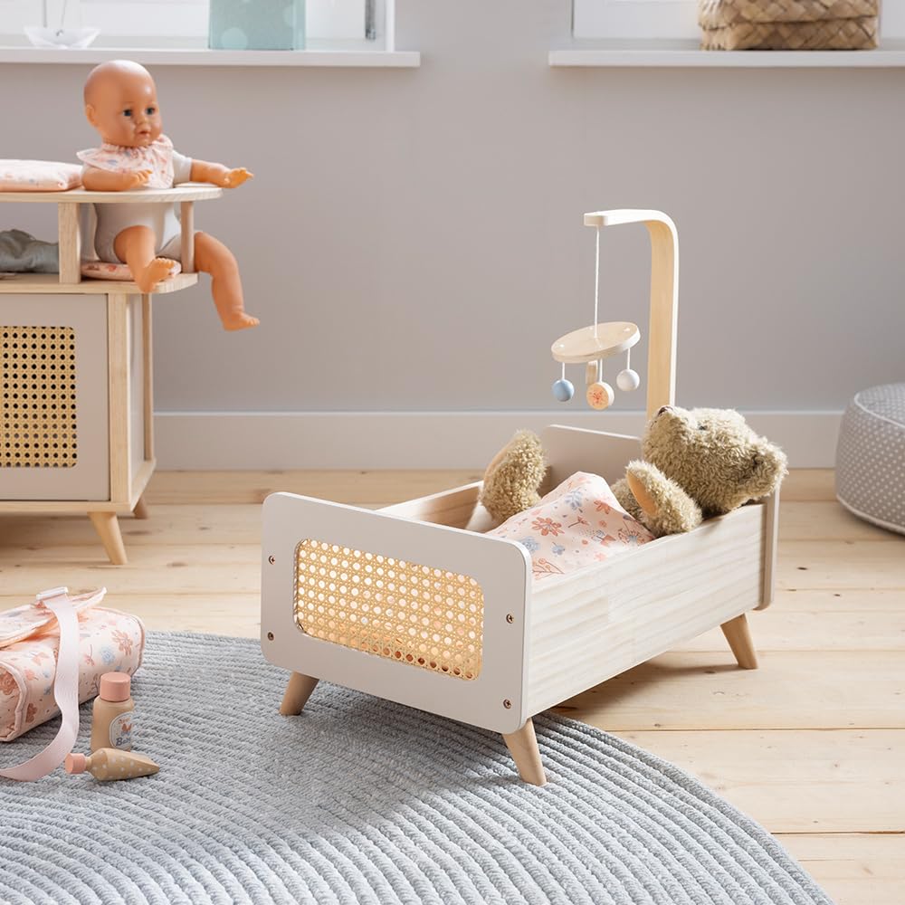 howa Lit de poupée en Bois miniflowers avec Mobile et literie 2160