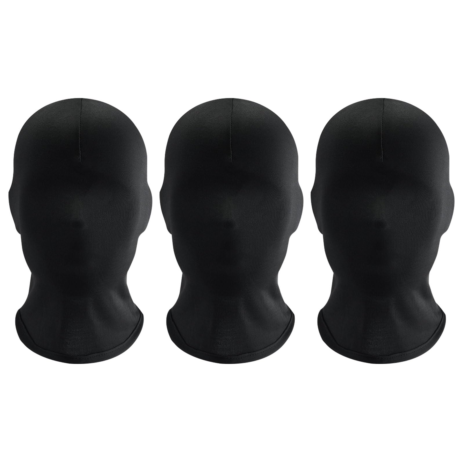 EUPSIIU3 Pieces Black Full Face Mask Full Black Mask Full Face Cover Halloween Zentai Hood Mask Spandex Hood Mask Faceless Mask Morph Mask Party Costume Men Women Adult