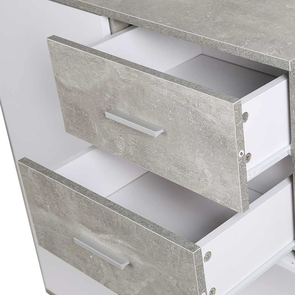 BAKAJI Mueble aparador con cajones y Puertas de 2 estantes Armario de Cocina Moderno baño Madera de ingeniería, Blanco, 82 x 35 x 80 cm