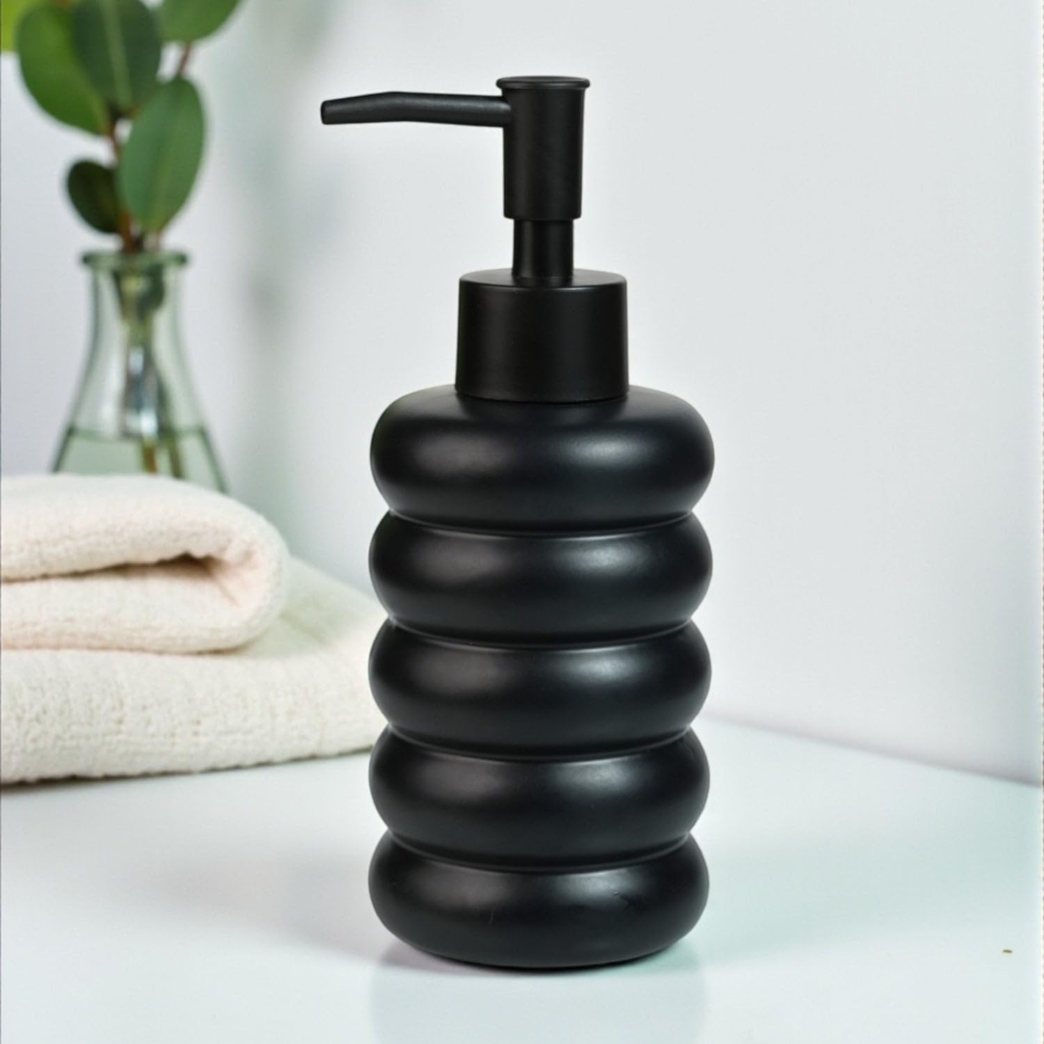 sasasa ceramic soap dispenser set of 1 | bathroom & kitchen refillable liquid soap dispenser set with pump | ceramic lotion & hand wash bottle for sink | gift for home, (12238)