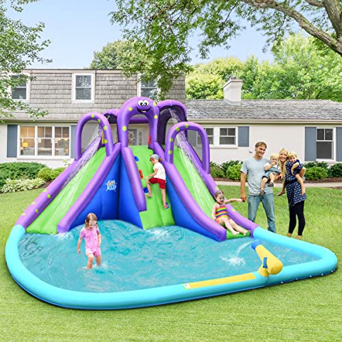 Bountech Inflatable Water Slide, Mega Waterslide Park For Kids Outdoor Family With Two Slides & Splash Pool, Gfci 750W Blower, Blow Up Water Slides Inflatables For Big Kids Adults Backyard Party Gifts #TOP1