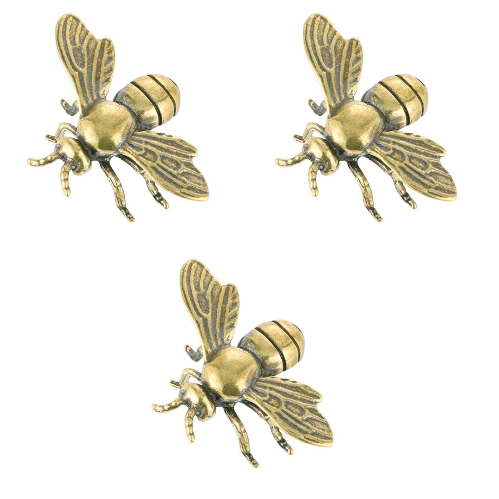 Alipis Bee Figurines Gold Brass Animal Statues Vintage Sculpture Toys Bee Tabletop Decoration Retro Honeybee Good Luck Animal Figure