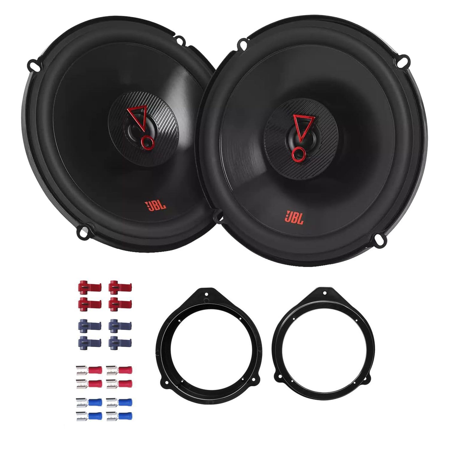 JBL Stage3 627F Lautsprecher mit Einbauset kompatibel mit Audi A4 B7 (8E Facelift) 2004-2008 Türen vorne/hinten 450W 165mm 2 Wege Koax