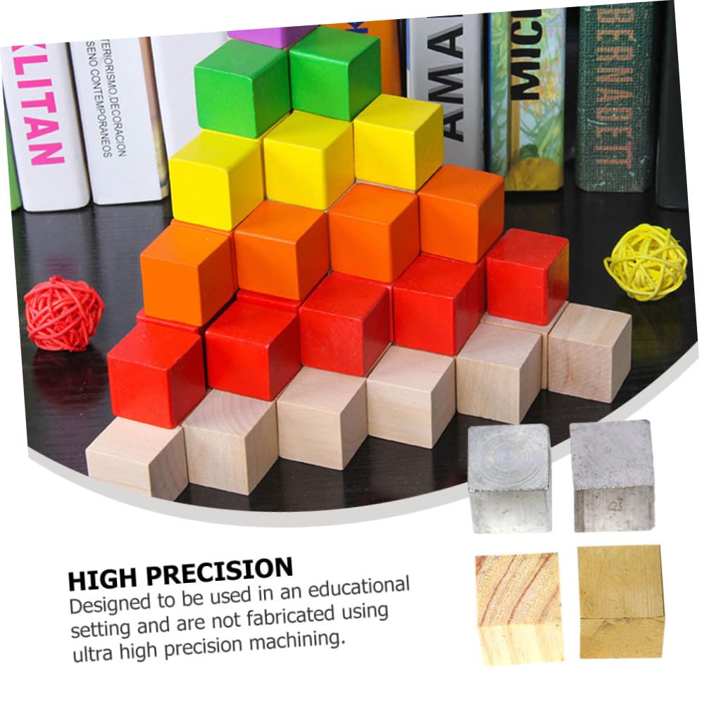 PRETYZOOM Lot de 4 Blocs de Densité en Cuivre, Fer, Aluminium et Bois Kit Scientifique Éducatif pour Expériences de Physique, Instrument Pédagogique pour Collège, Bloc Métallique Éducatif