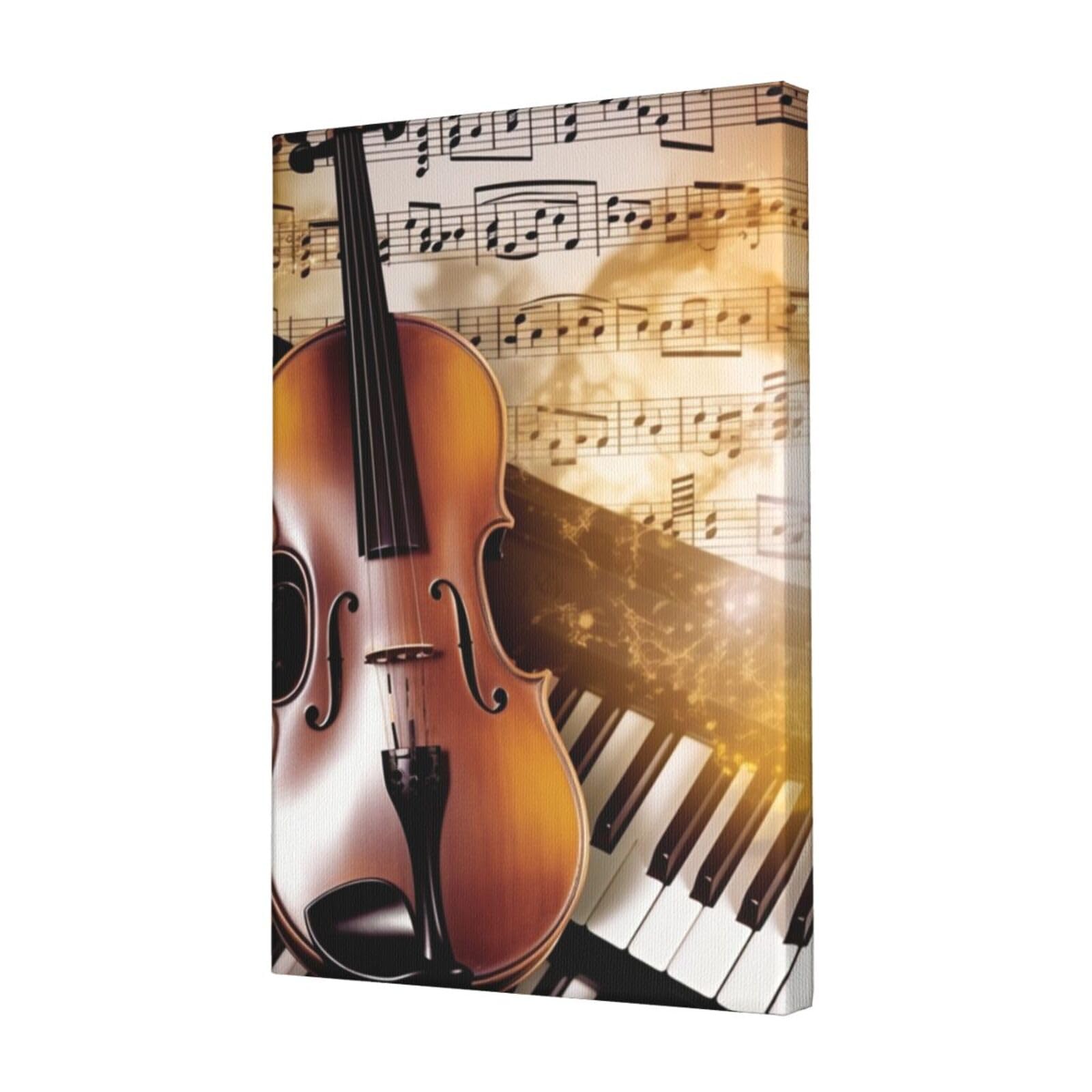 KLOPH Piano Violin Music Notes Canvas Wall Art for Living Room 12"x18" Modern Artwork Painting for Bathroom Hanging Canvas Prints Aesthetic Wallart for Bedroom Kitchen Office Wall Decor