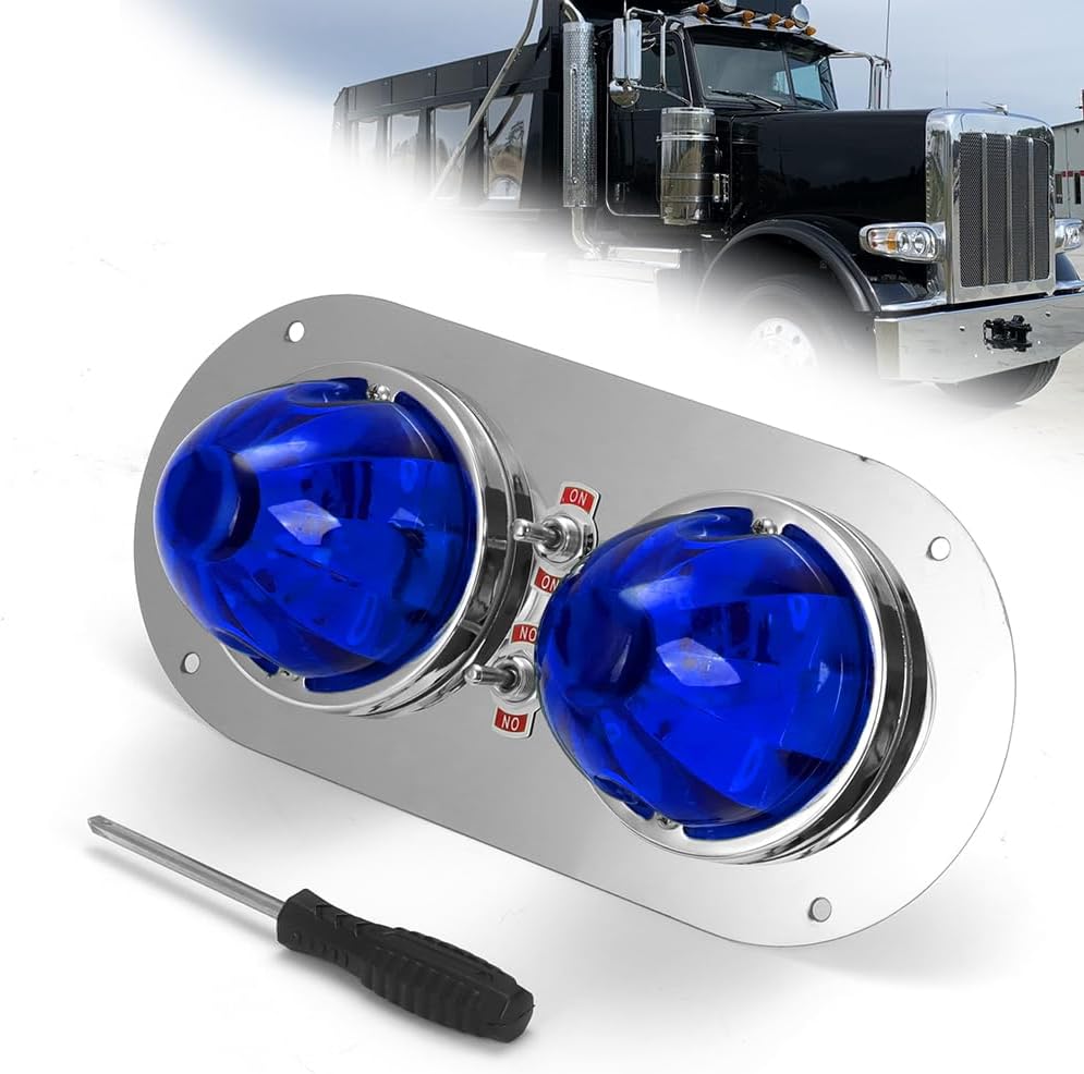 for Peterbilt 359/379/389 W900L Blue Watermelon Light Bracket Kit with Switch Control
