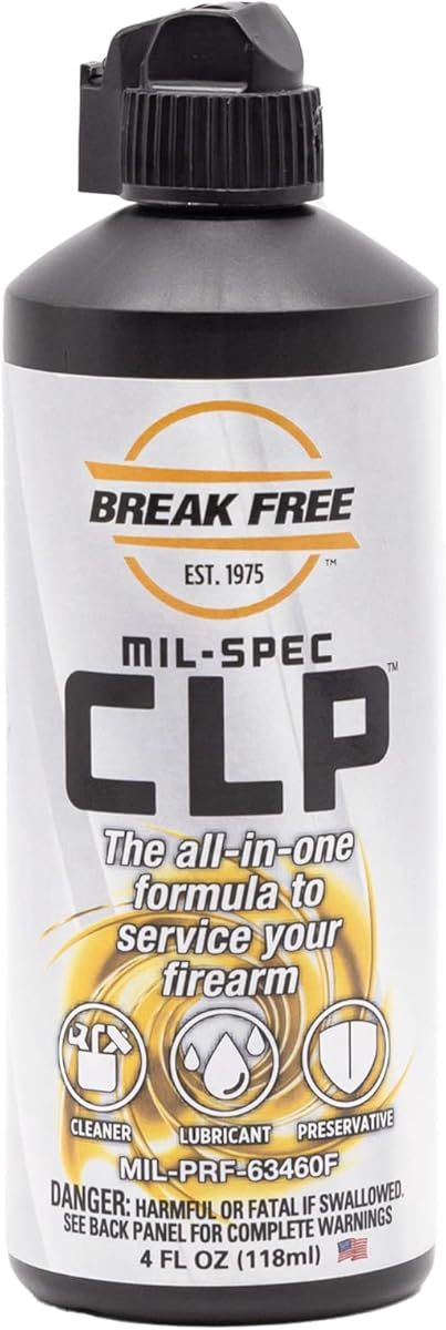 Break Free CLP Cleaner Lubricant and Preservative All in One Gun Cleaner, CLP-4, Squeeze Bottle, Synthetic Oil, 4 Ounces
