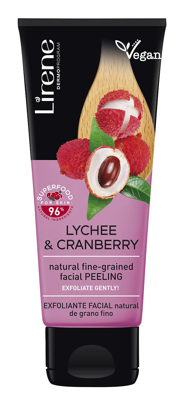 Lychee and Cranberry Natural Fine-Grained Facial Peeling | Gently Exfoliates | Superfood For Skin | Vegan and 96% Natural Ingredients | 75ml