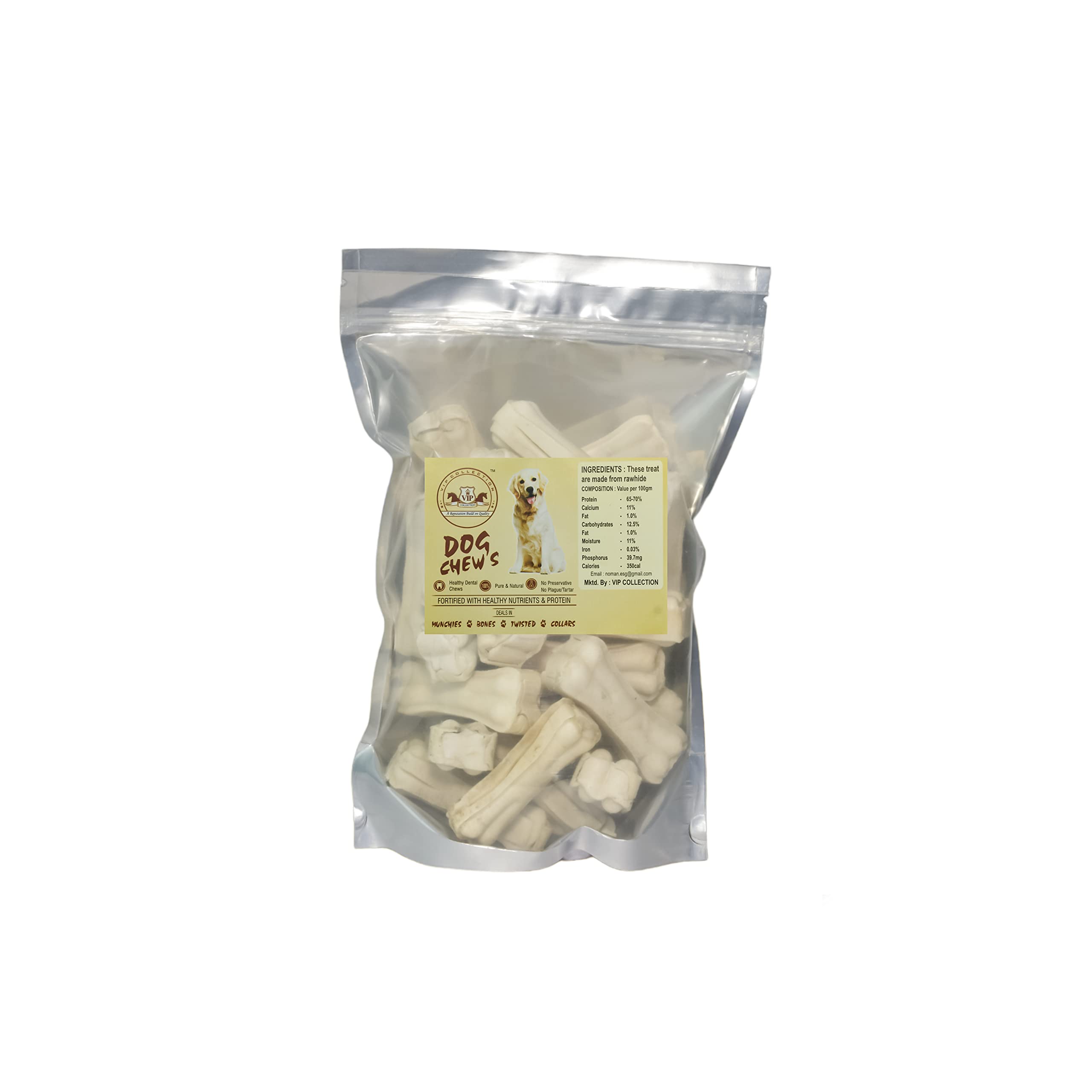 VIP Collection Rawhide Chicken Flavour Dog Chew Bone 3 Inches Dog Treats Chew Bones for Small and Young Dogs (10)