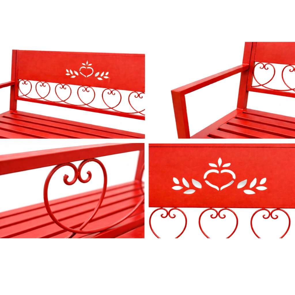 DanDiBo Gartenbank Metall Wetterfest Rot 120 cm 2 Sitzer Sitzbank Passion 121495 Eisen Blumenbank Garten