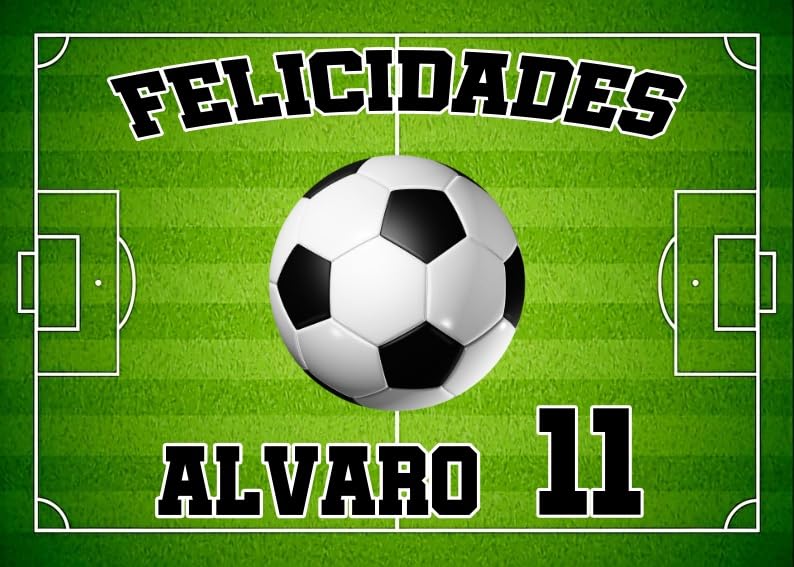 MDA Foto Comestible, OBLEA o Papel de AZÚCAR, FÚTBOL, ELIJA SU EQUIPO HAGA clic en 'Personalizar ahora', Foto personalizada con nombre, Edad y Texto, para Tartas y Magdalenas de Cumpleaños 2