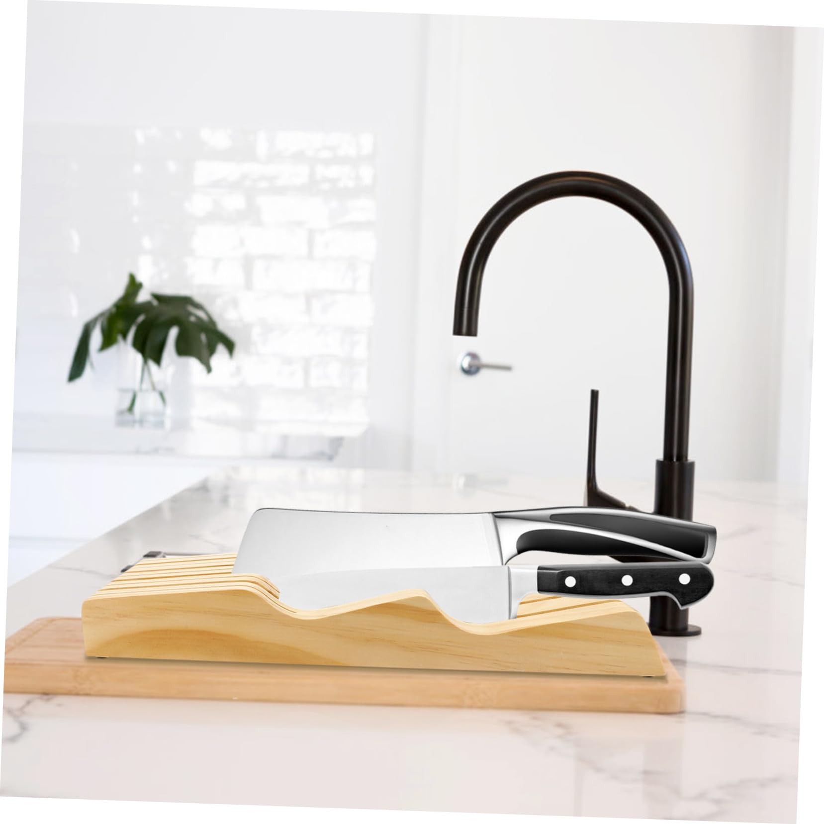PRETYZOOM Schubladenmesserhalter für Küchenutensilien Nützlicher Messeraufbewahrungshalter aus Buche Organisiert Kleine Küchen Leicht zu Reinigen
