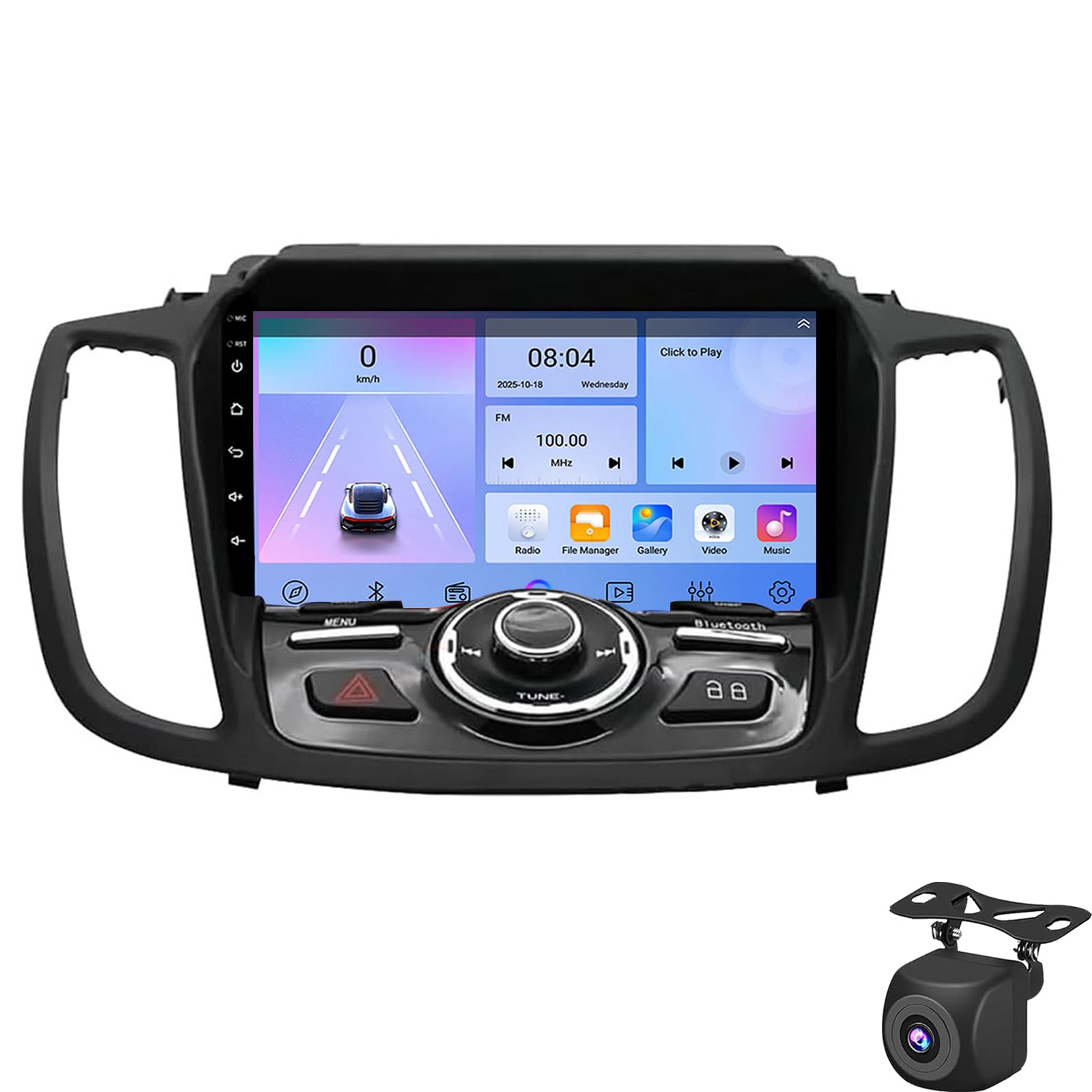 Android 15 Car Radio For F-ord Escape 2013 2014 2015 2016 2017 2018 2019 GPS Navi With Wireless Carplay Android Auto 9 Inch Car Radio Bluetooth WiFi FM SWC AHD Rear View Camera RDS/(Color:WIFI 1G+32G)