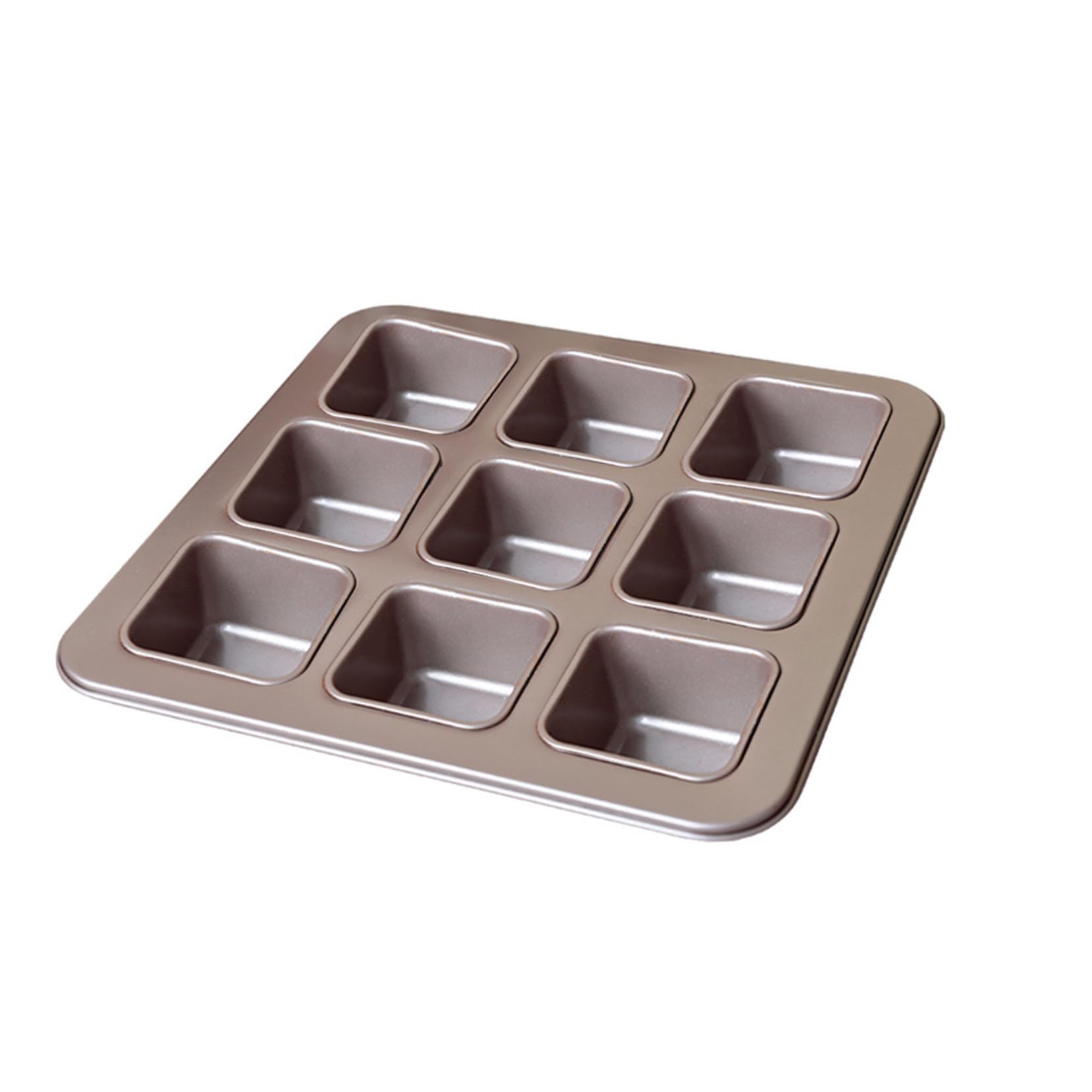 TOYANDONA Moule à Gâteau Carré Antiadhésif Doré en Acier Carbone pour Pâtisserie Maison Facile à Nettoyer et Démouler 9 Compartiments