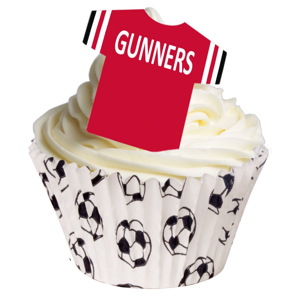 24 Edible T Shirt Decorations - Great for Gunners Fans - Perfectly pre-Cut Wafer just pop Them Out The Packaging and top Them on Your Cake - Pack of 24 - by CDA Products Ltd