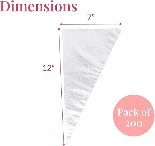 Vista 3 de Prestee - Juego de 200 bolsas antiestallido de 12 pulgadas para glaseado, bolsas de glaseado duraderas para pastelería y galletas